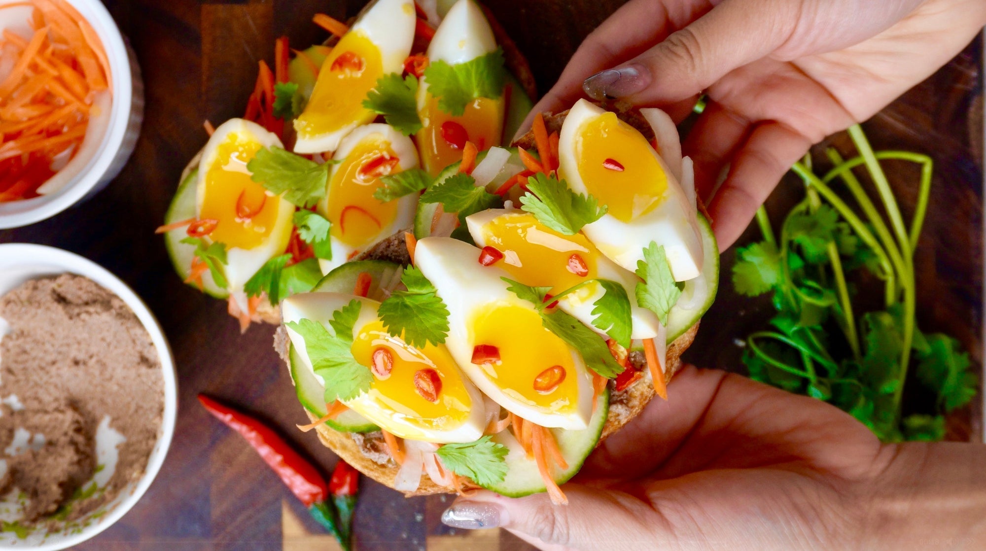 Bánh Mi Toast with Vietnamese Egg & Mushroom Pâté
